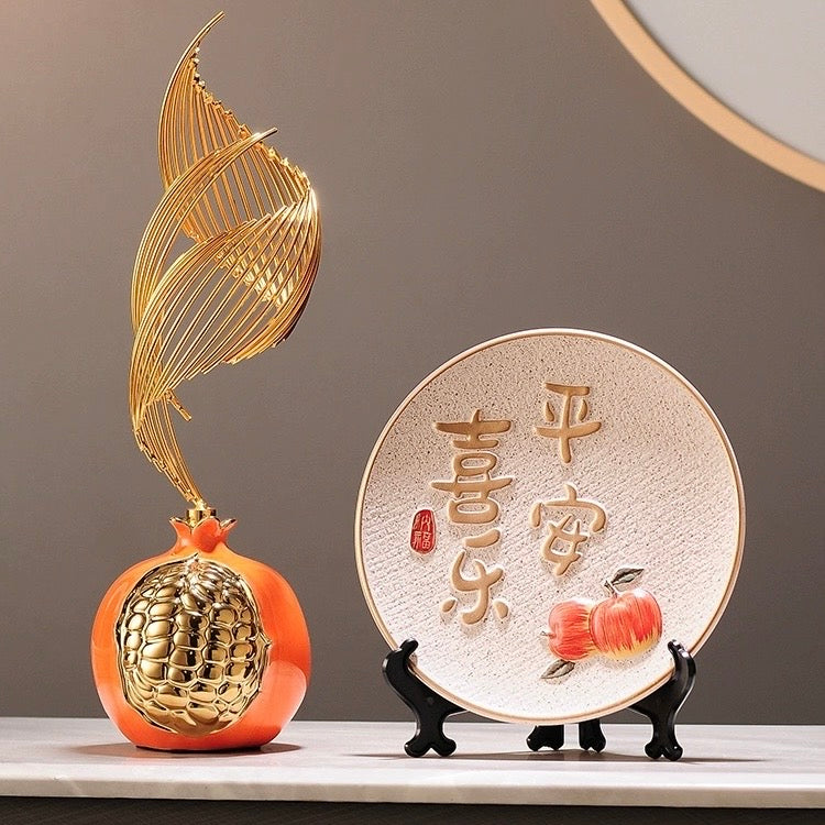Peace & Joy Ceramic Decorative Plate – Modern Chinese Style Gift