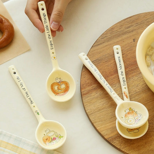 Bread Bunny Ceramic Spoon | Cute & Cozy Spoon, 4 Adorable Designs