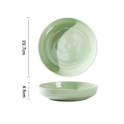 Lucky Day Ceramic Deep Plate – Soft Pastel Colors, 8 Inches