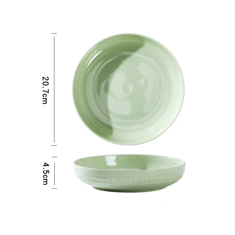 Lucky Day Ceramic Deep Plate – Soft Pastel Colors, 8 Inches