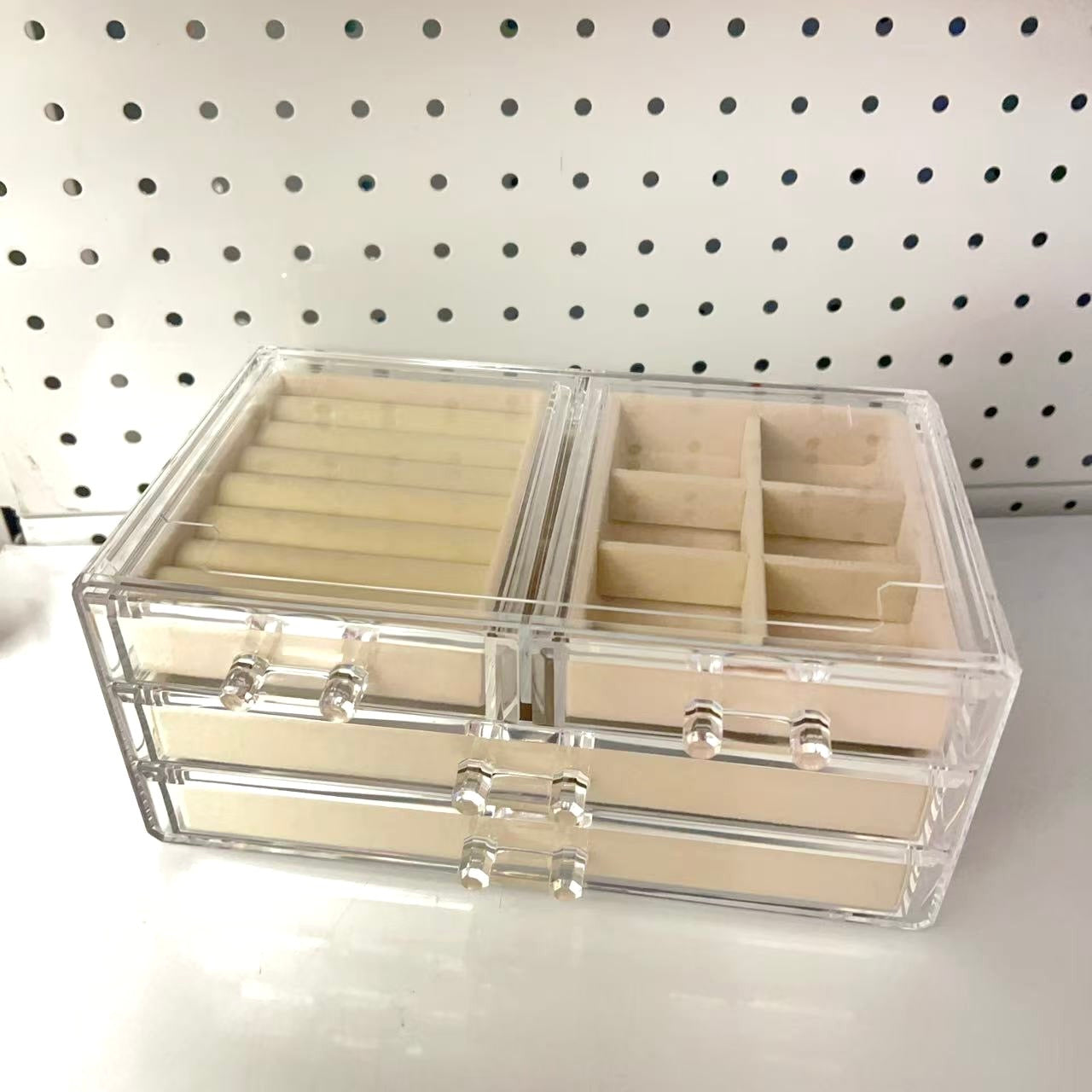 Elegant Acrylic Jewelry Box with 4 Drawers – Velvet Lined Storage for Rings & Bracelets