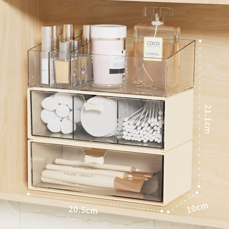 Versatile White Drawer Storage with Lipstick Organizer – Simple & Stylish