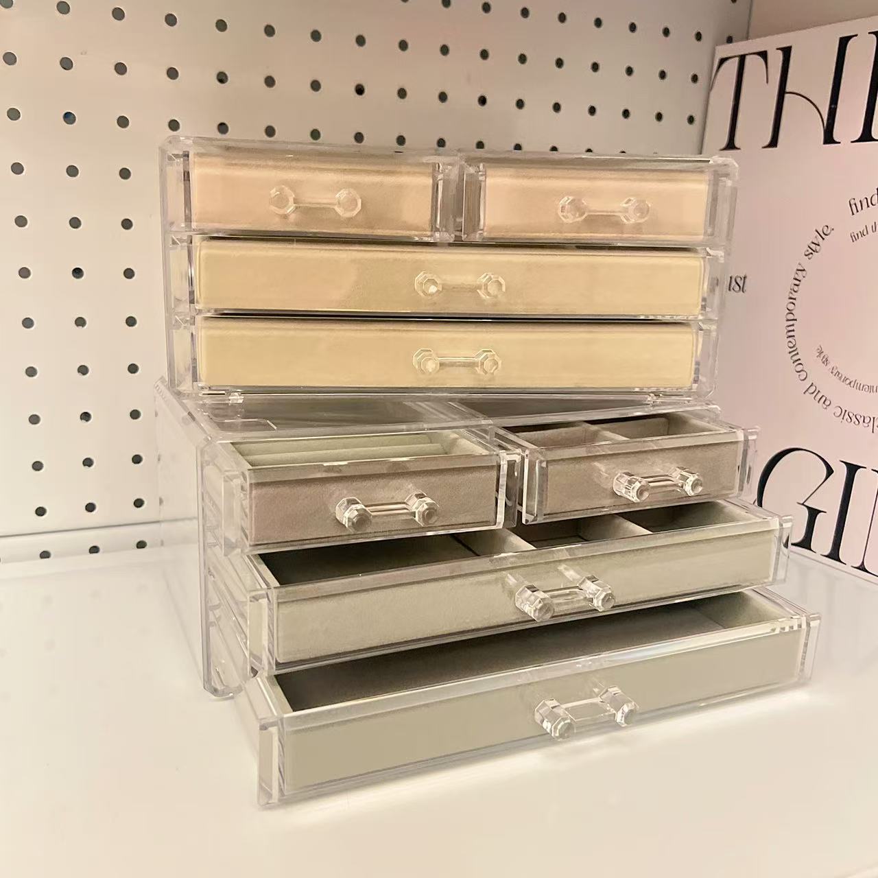 Elegant Acrylic Jewelry Box with 4 Drawers – Velvet Lined Storage for Rings & Bracelets