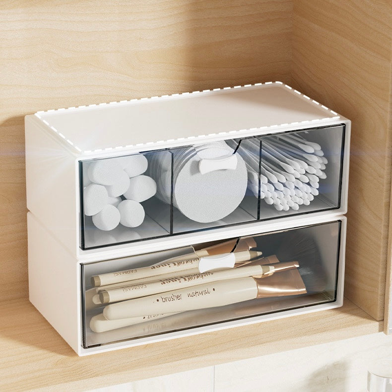 Versatile White Drawer Storage with Lipstick Organizer – Simple & Stylish