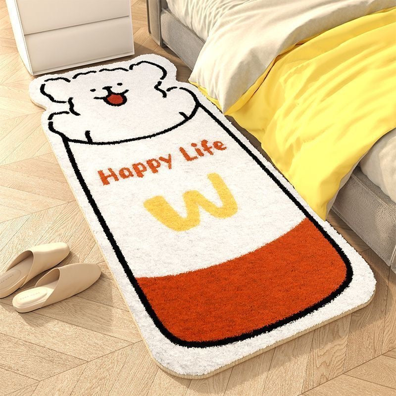 Happy Life Puppy Plush Bedside Rug | 50x120cm Ultra-Soft Short Plush Carpet