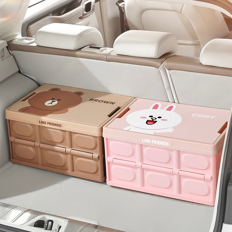 Line Friends Foldable Car Storage Box – Brown & Cony | Multipurpose Organizer