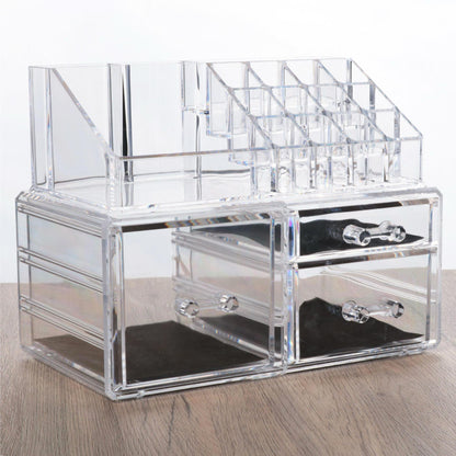 Acrylic Jewelry & Makeup Organizer Set – 2-Piece Storage Display with 3 or 4 Drawers