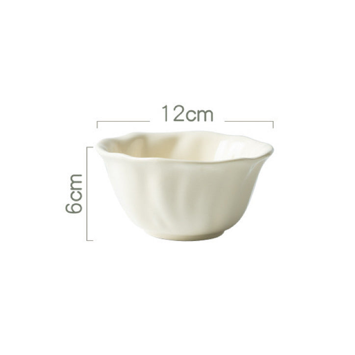 Wavy-edged Ceramic Cereal Bowl – 4.5-Inch Underglaze Bowl, Microwave & Oven Safe