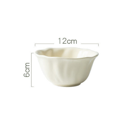 Wavy-edged Ceramic Cereal Bowl – 4.5-Inch Underglaze Bowl, Microwave & Oven Safe