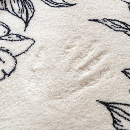 Minimalist Floral Plush Bedside Rug | Ultra-Soft 100x100cm Round Carpet | Cozy & Soft Design