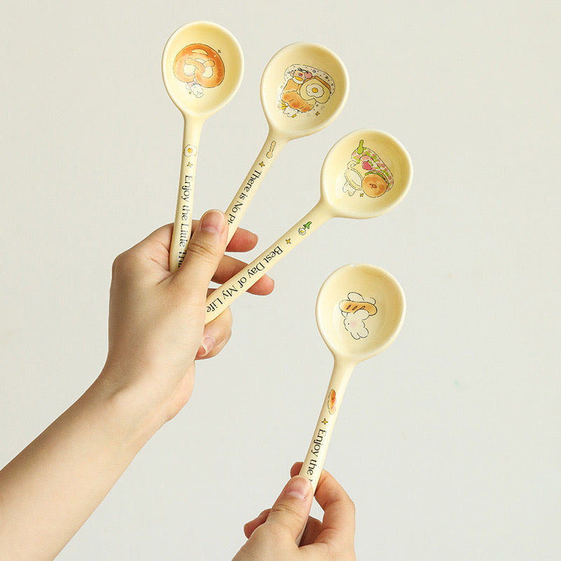 Bread Bunny Ceramic Spoon | Cute & Cozy Spoon, 4 Adorable Designs