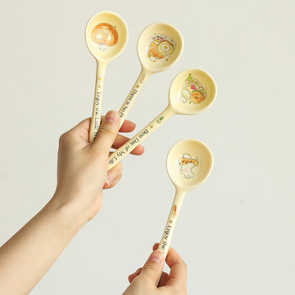 Bread Bunny Ceramic Spoon | Cute & Cozy Spoon, 4 Adorable Designs