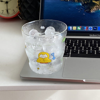 Sleepy Kitty Cartoon Glass Mug | 320ML Capacity, Dishwasher Safe