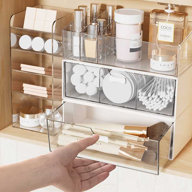 Versatile White Drawer Storage with Lipstick Organizer – Simple & Stylish