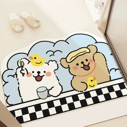 Puppy Brush Teeth Bathroom Absorbant Mat - Size 40x60cm | Quick-Drying and Absorbent