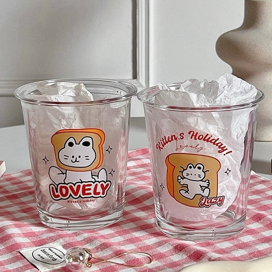 Adorable Bread Cat Glass Mug | Variety in Style, Perfect Gift Choice, 350ML Capacity