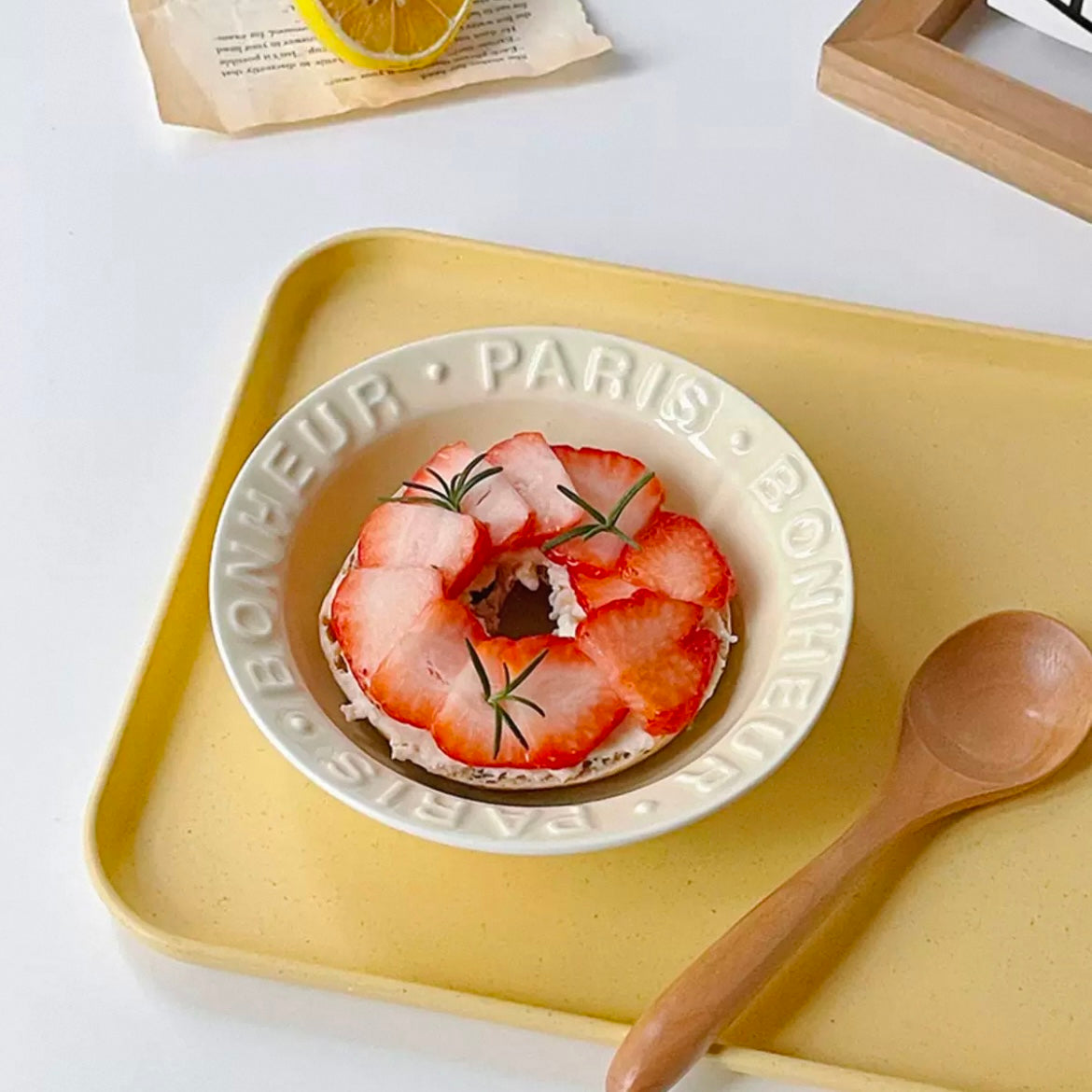 Embossed Letter Ceramic Bowl | 300ml Capacity,  Bowl for Yogurt & Desserts
