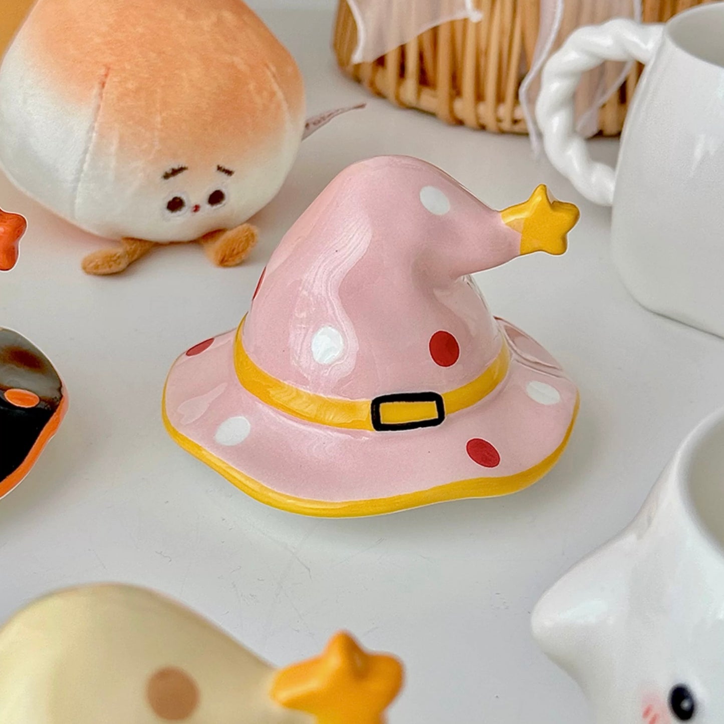 Cute Ghost Ceramic Mug with Wizard Hat Lid | 350ml Capacity, Perfect for Couples