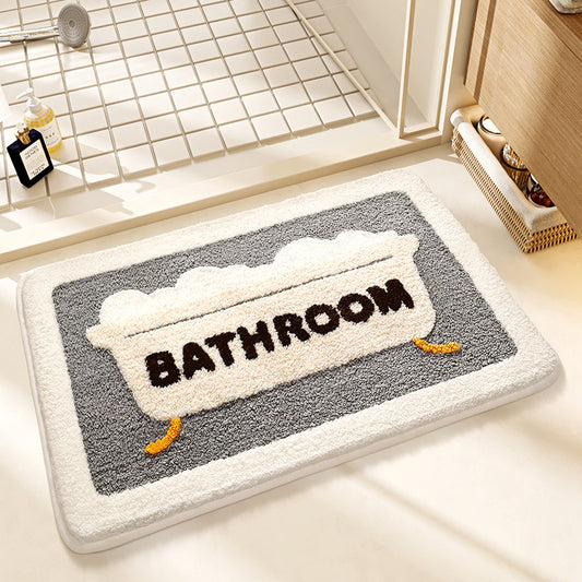 Gray Bathtub Plush Bathroom Rug - Size 40x60cm / 50x80cm | Super Absorbent