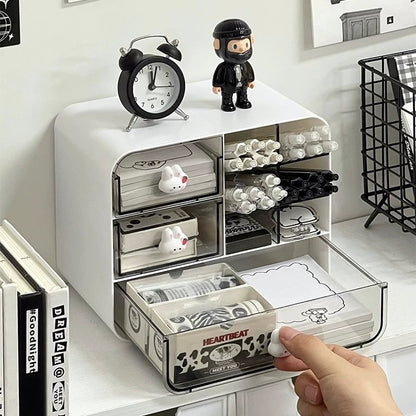Pig & Rabbit Desktop Organizer with Drawers | High-Quality Acrylic and PC Plastic