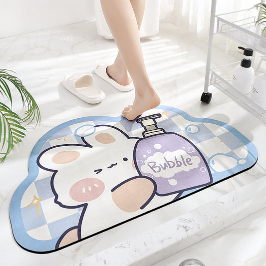 Shower Bunny Bathroom Absorbent Mat - Size 40x60cm/50x80cm | Quick-Drying and Absorbent