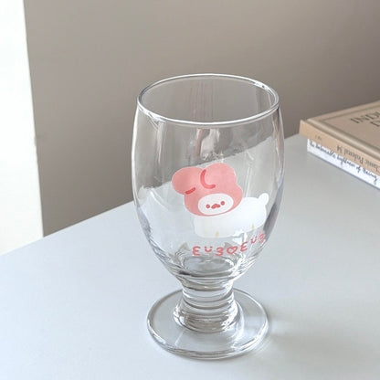 Cute Cat & Bunny High-Stem Glass Mug | 300ml Cute Drinking Glass