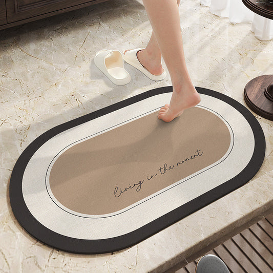 Black and White Bathroom Absorbent Mat - Size 40x60cm | Quick-Drying and Absorbent