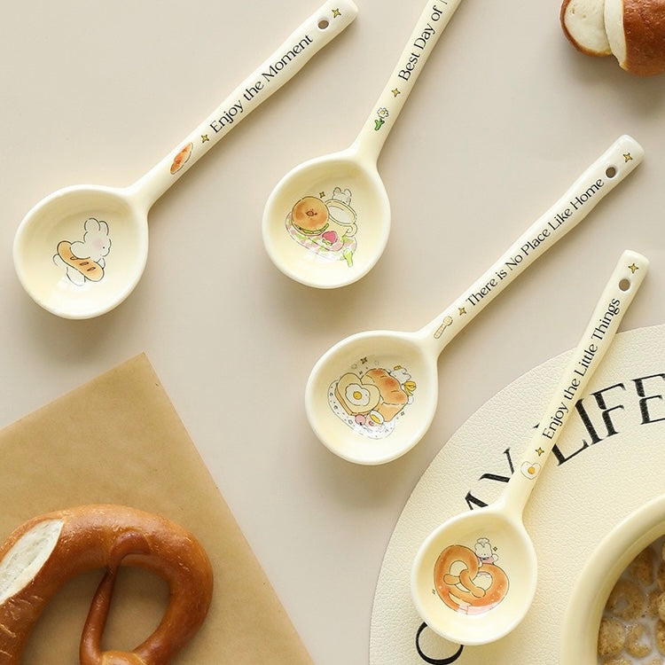 Bread Bunny Ceramic Spoon | Cute & Cozy Spoon, 4 Adorable Designs