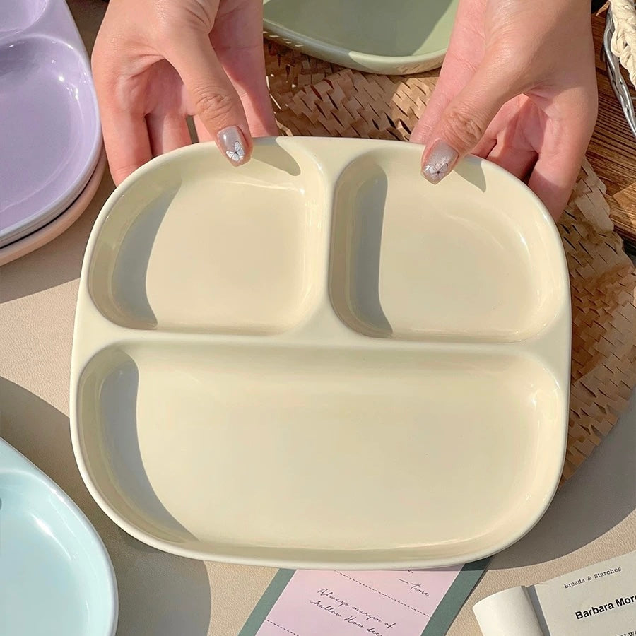 Ceramic Divided Breakfast Plate | 8.5-Inch Pastel Sectioned Dish