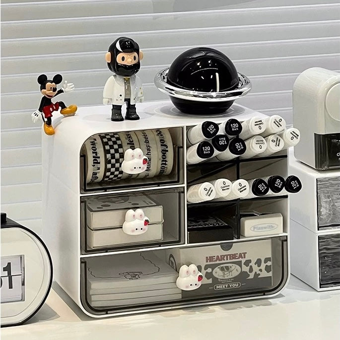 Pig & Rabbit Desktop Organizer with Drawers | High-Quality Acrylic and PC Plastic