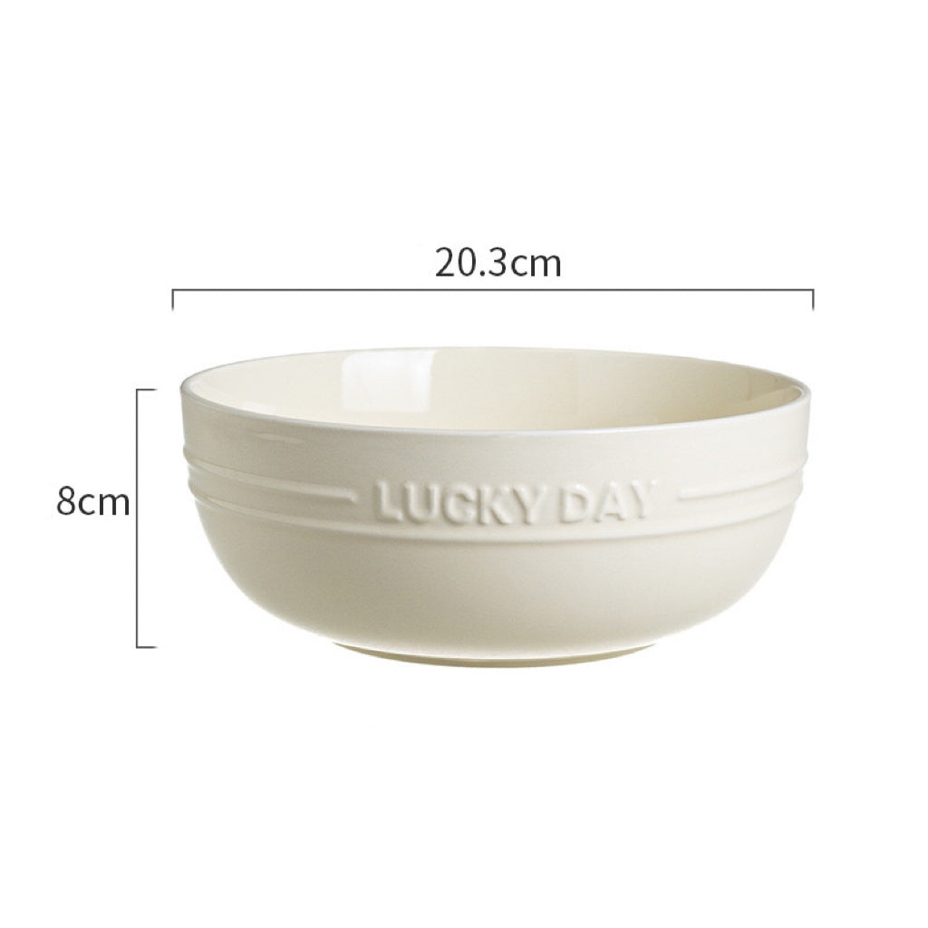 Lucky Day Large Capacity Ceramic Soup Bowl – Soft Pastel Colors, 1700ML Capacity