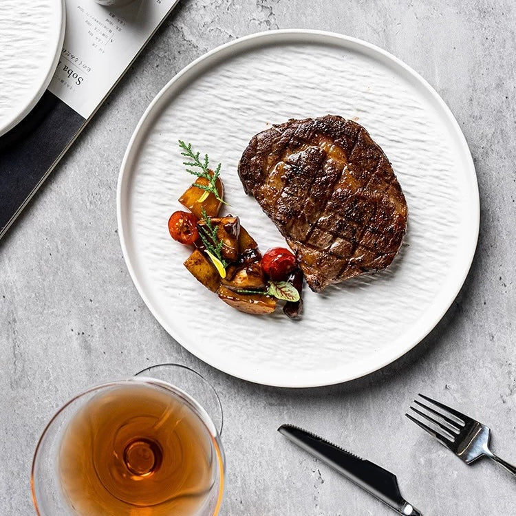 10-Inch Deep Ceramic Plate | Elegant Rock Pattern Design