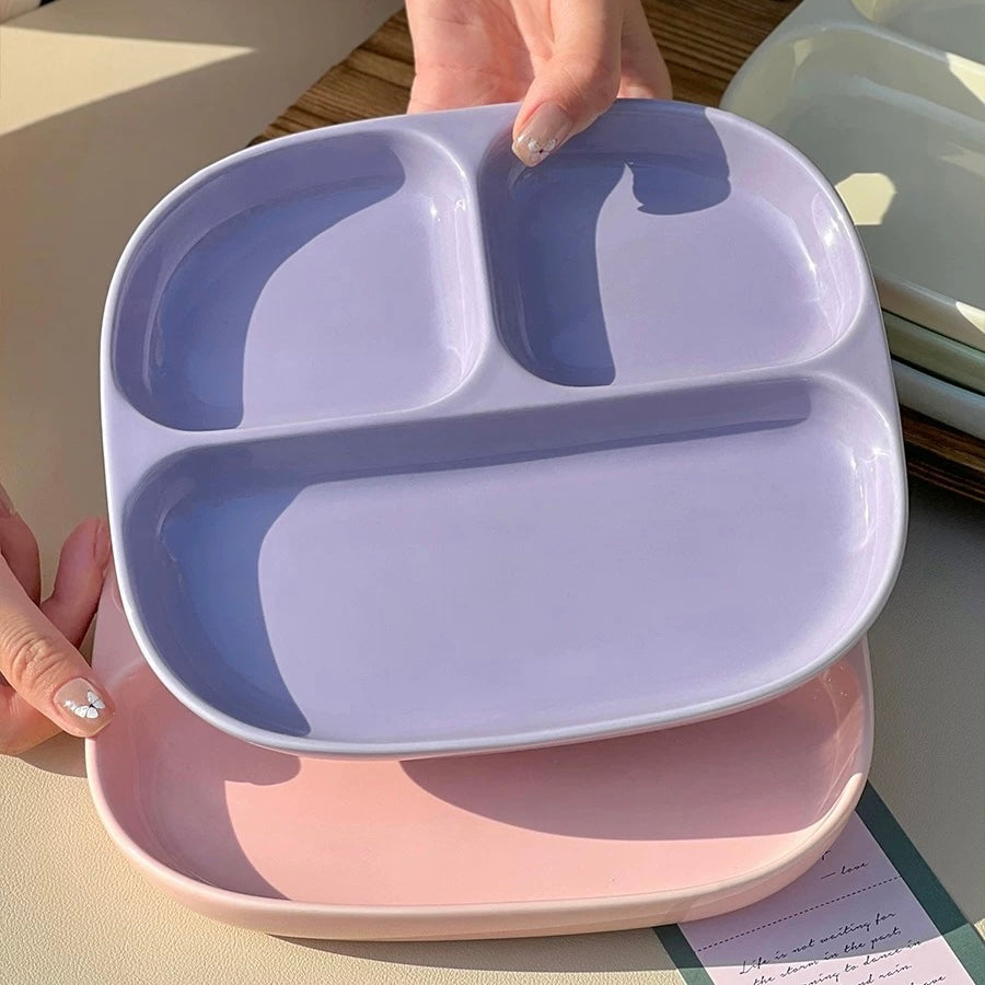 Ceramic Divided Breakfast Plate | 8.5-Inch Pastel Sectioned Dish