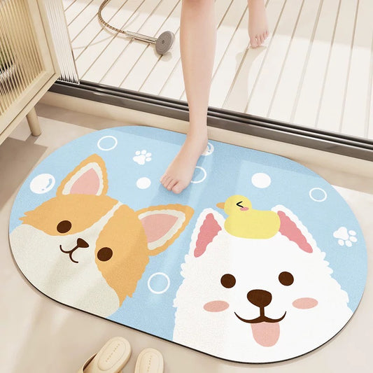Cute Puppy Bathroom Absorbant Mat - Size 40x60cm | Quick-Drying and Absorbent