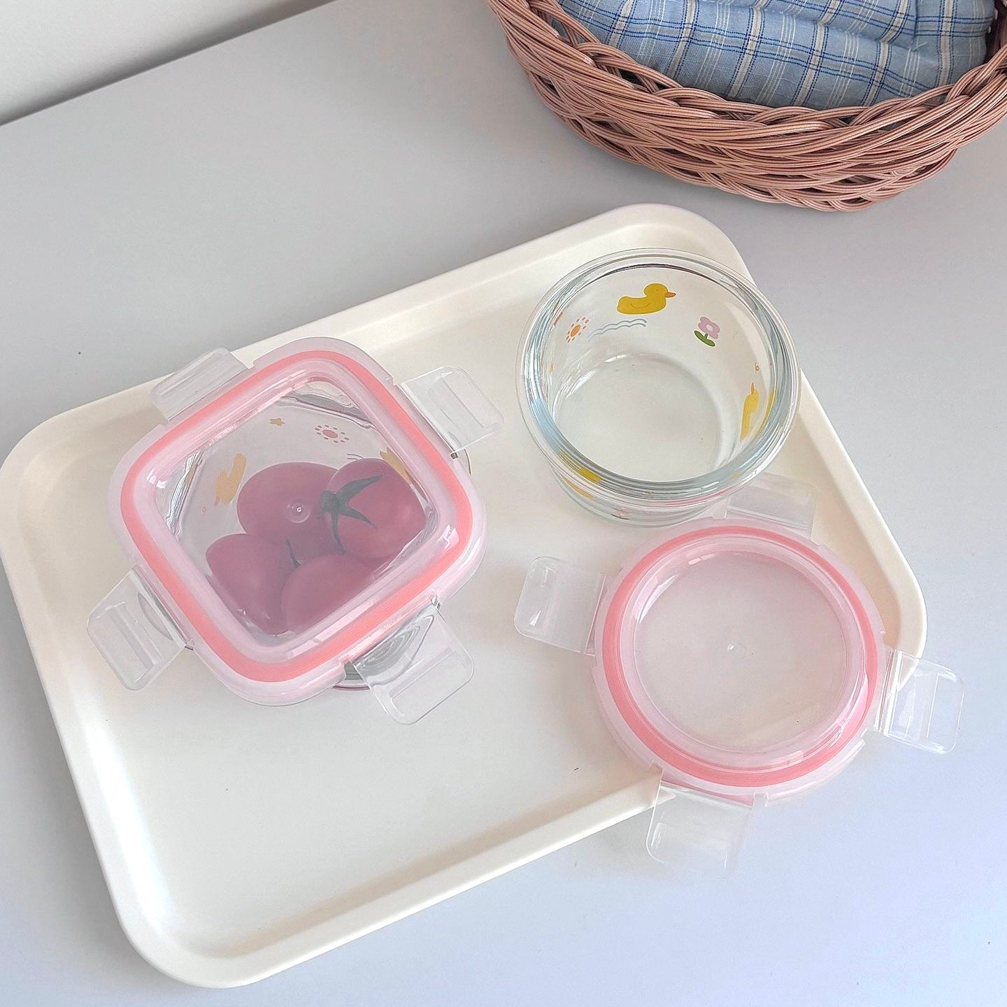 Mini Cute Duck Glass Food Storage Containers | Microwave & Dishwasher Safe