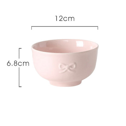 Embossed Bunny Ceramic Dinnerware Set | Pastel Pink & Cream White Tableware