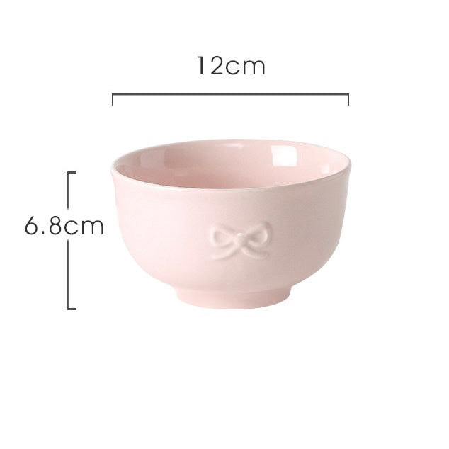 Embossed Bunny Ceramic Dinnerware Set | Pastel Pink & Cream White Tableware