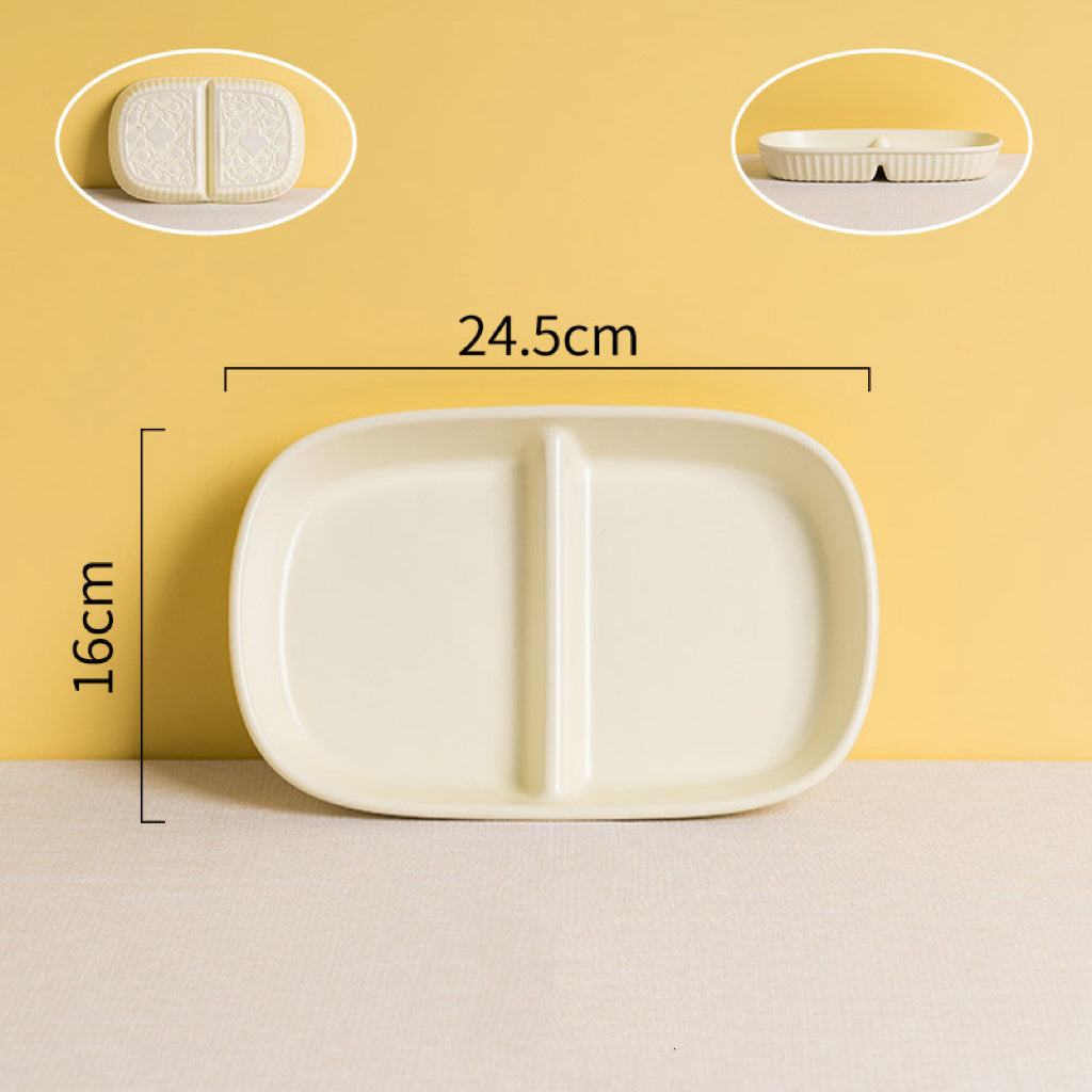 Handcrafted Macaron-Colored Ceramic
Divided Plate – Two-Compartment