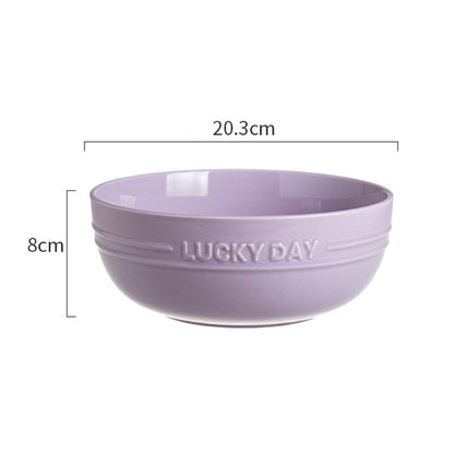 Lucky Day Large Capacity Ceramic Soup Bowl – Soft Pastel Colors, 1700ML Capacity