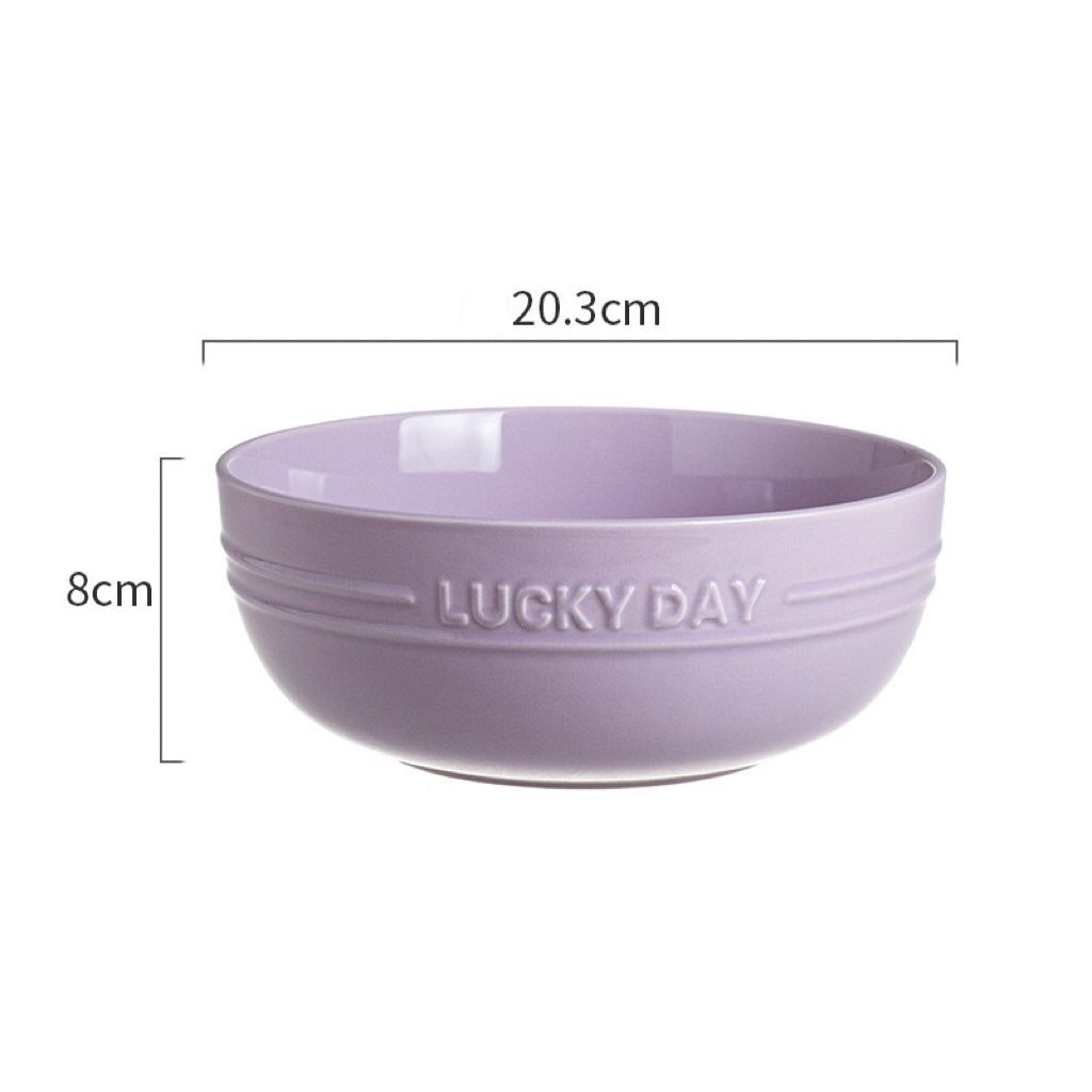 Lucky Day Large Capacity Ceramic Soup Bowl – Soft Pastel Colors, 1700ML Capacity