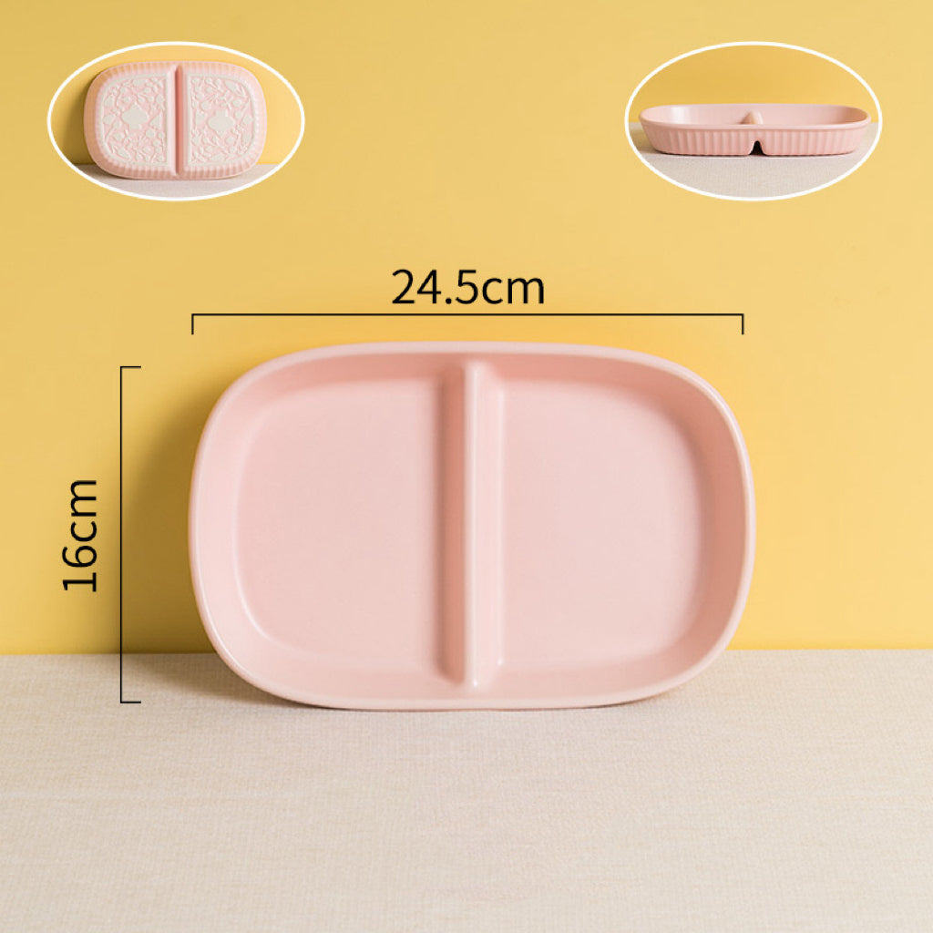 Handcrafted Macaron-Colored Ceramic
Divided Plate – Two-Compartment
