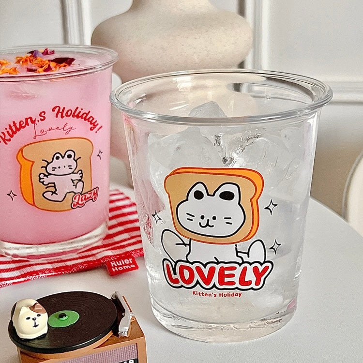 Adorable Bread Cat Glass Mug | Variety in Style, Perfect Gift Choice, 350ML Capacity