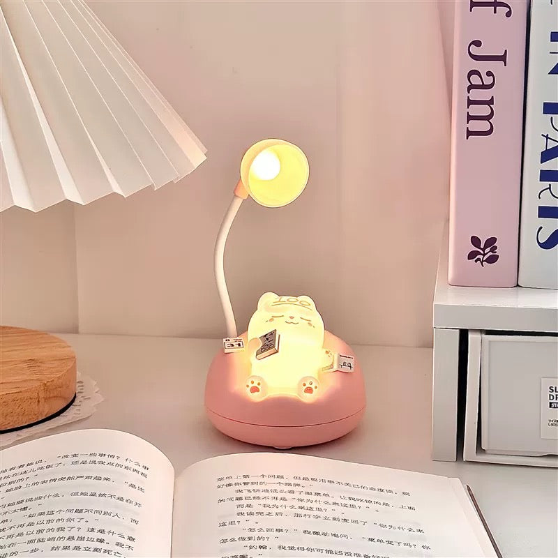 Adorable Sleeping Cat Night Light – USB Rechargeable, Adjustable Mini Desk Lamp