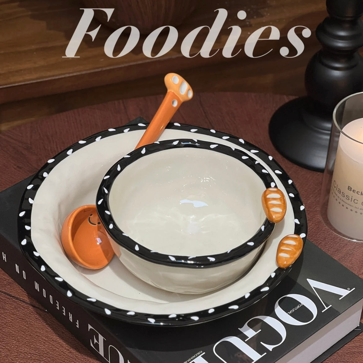 Black & White Sesame Bread Series Dinnerware Set | Chic & Functional Dining Set