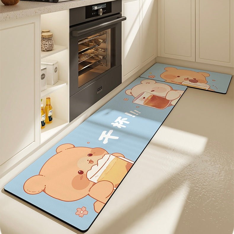 Cheers Bear Absorbent and Stain-Resistant Kitchen Mat - Size 45x75cm/45x150cm