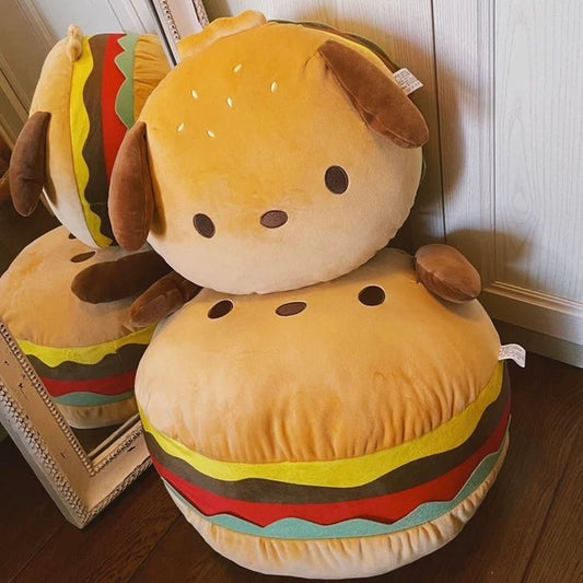Cute Hamburger Dog Pillow - Soft and Cuddly with Charming Dog Face Design | Perfect for Comfort and Decor - Wuli Home