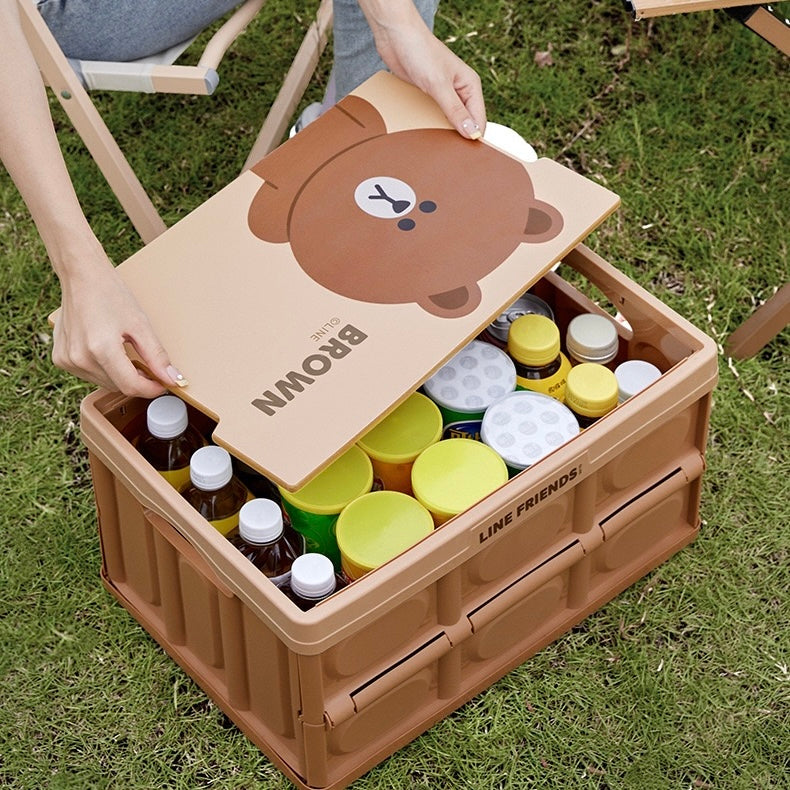Line Friends Foldable Car Storage Box – Brown & Cony | Multipurpose Organizer