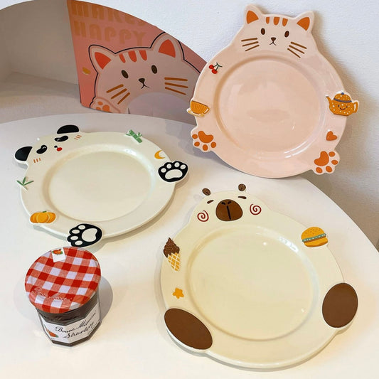 Animal Series Ceramic Dessert Plates – 3 Adorable Designs | Perfect for Gifting