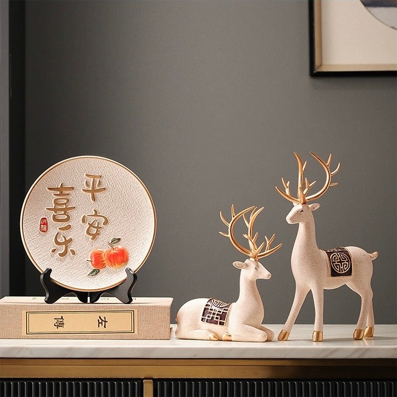 Peace & Joy Ceramic Decorative Plate – Modern Chinese Style Gift