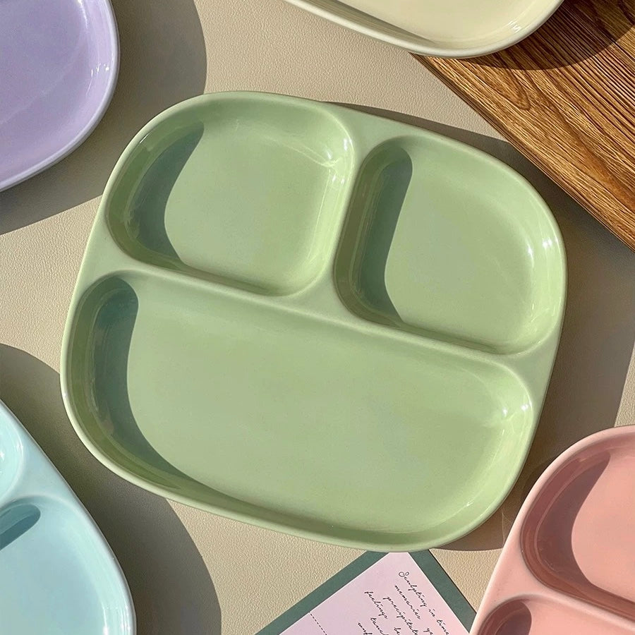 Ceramic Divided Breakfast Plate | 8.5-Inch Pastel Sectioned Dish
